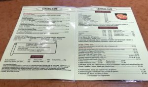 Central Cafe Barrhead menu