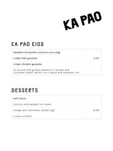 Ka Pao Glasgow Asian food menu 