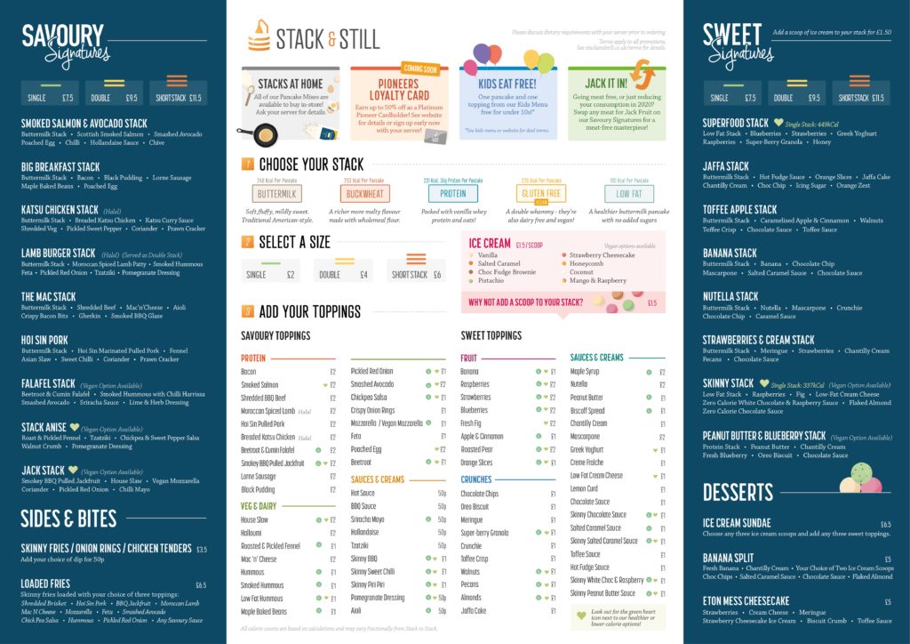 Stack and still pancakes Menu 