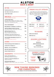 Alston bar and beef brunch menu 