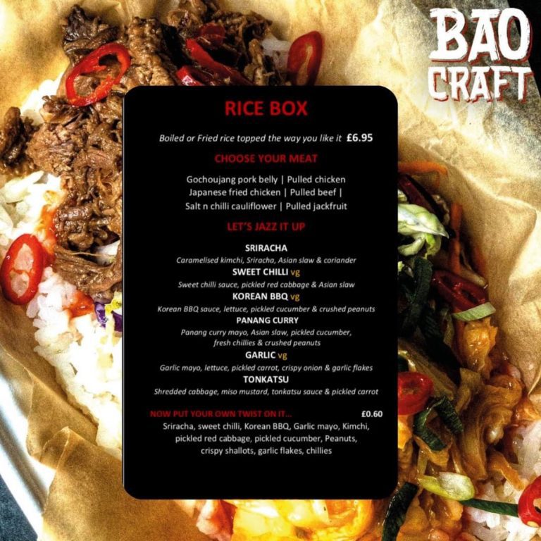 Bao craft menu Glasgow 