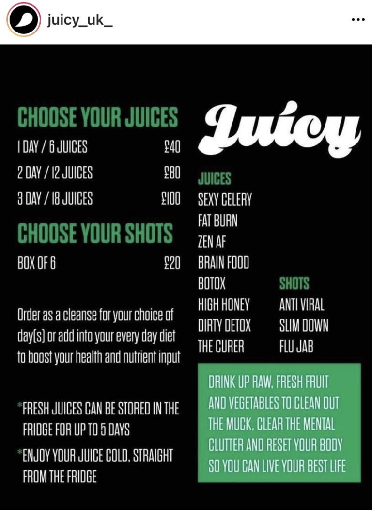 Juicy uk juice bar Byres road Glasgow Order