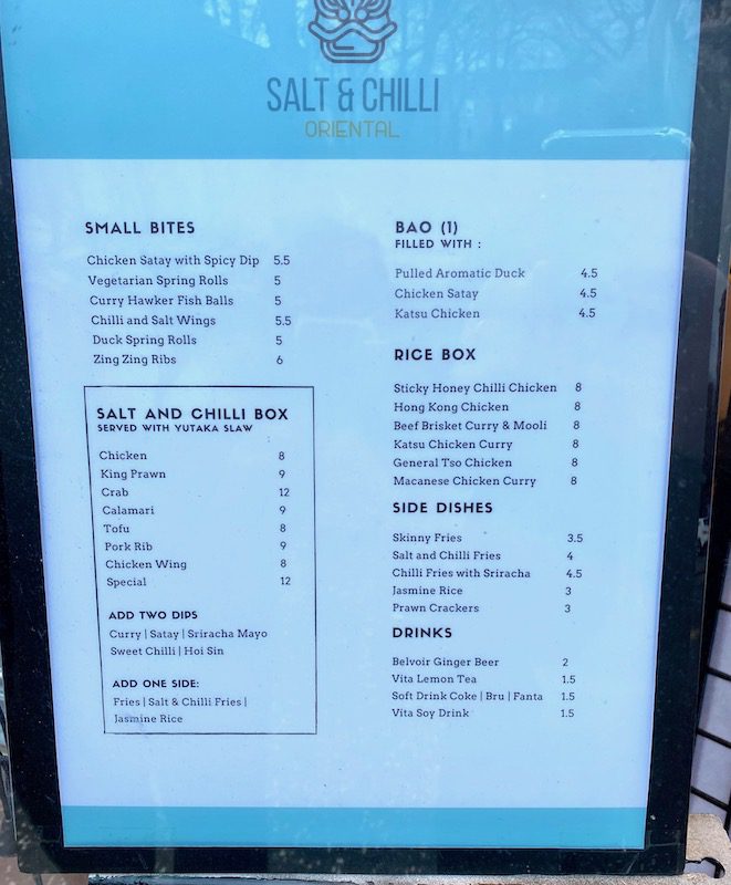 salt and chilli oriental menu