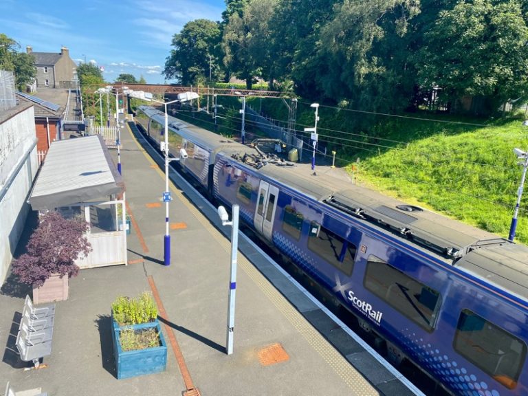 ScotRail train at railway station 