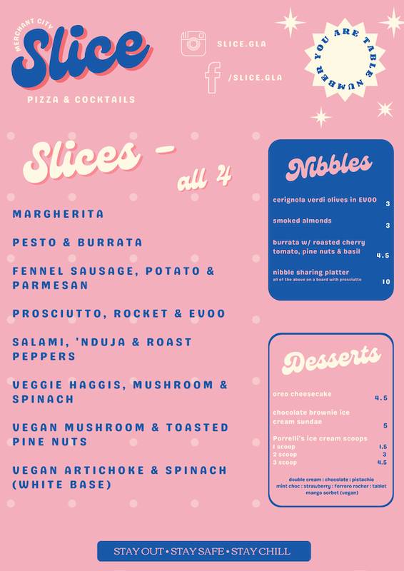 Slice Glasgow Pizza Menu