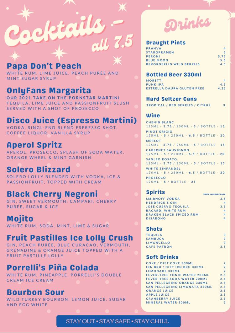 slice glasgow drinks menu pizza cocktails