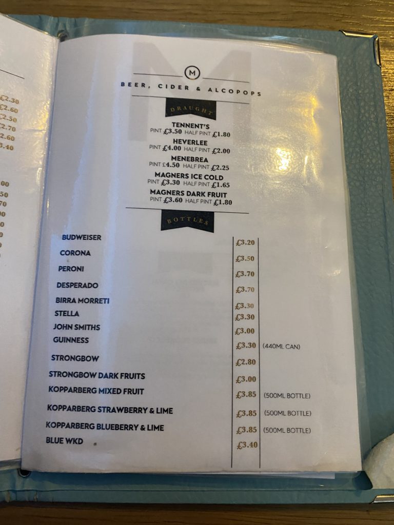 maggies bar and kitchen kilmarnock drinks menu 