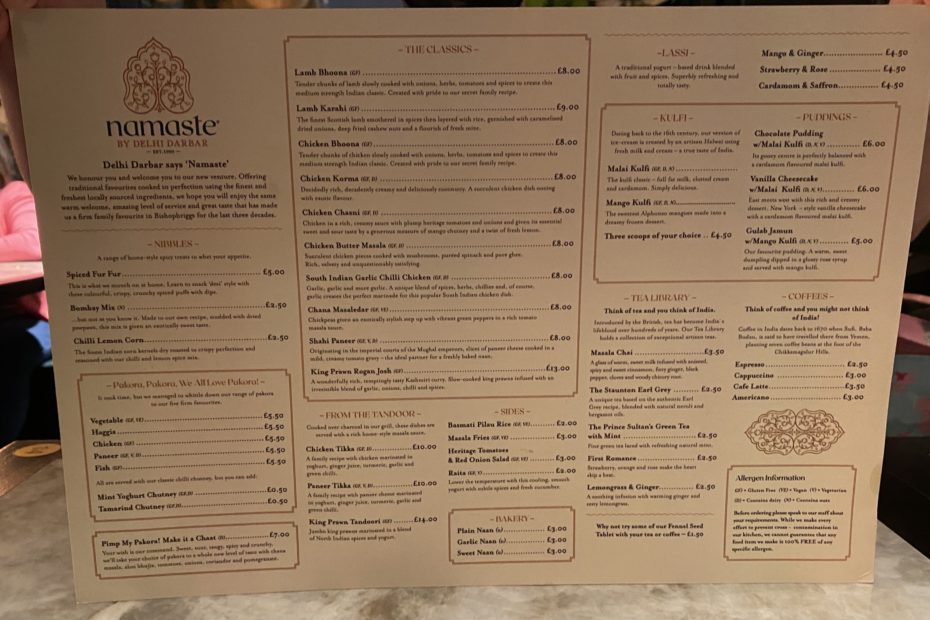 Food review Namaste by Delhi Darbar, St Enoch, Glasgow Glasgow