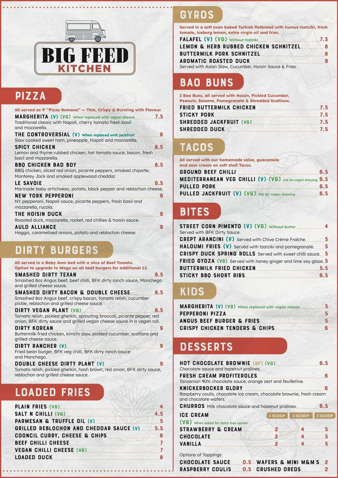 Big square online menu