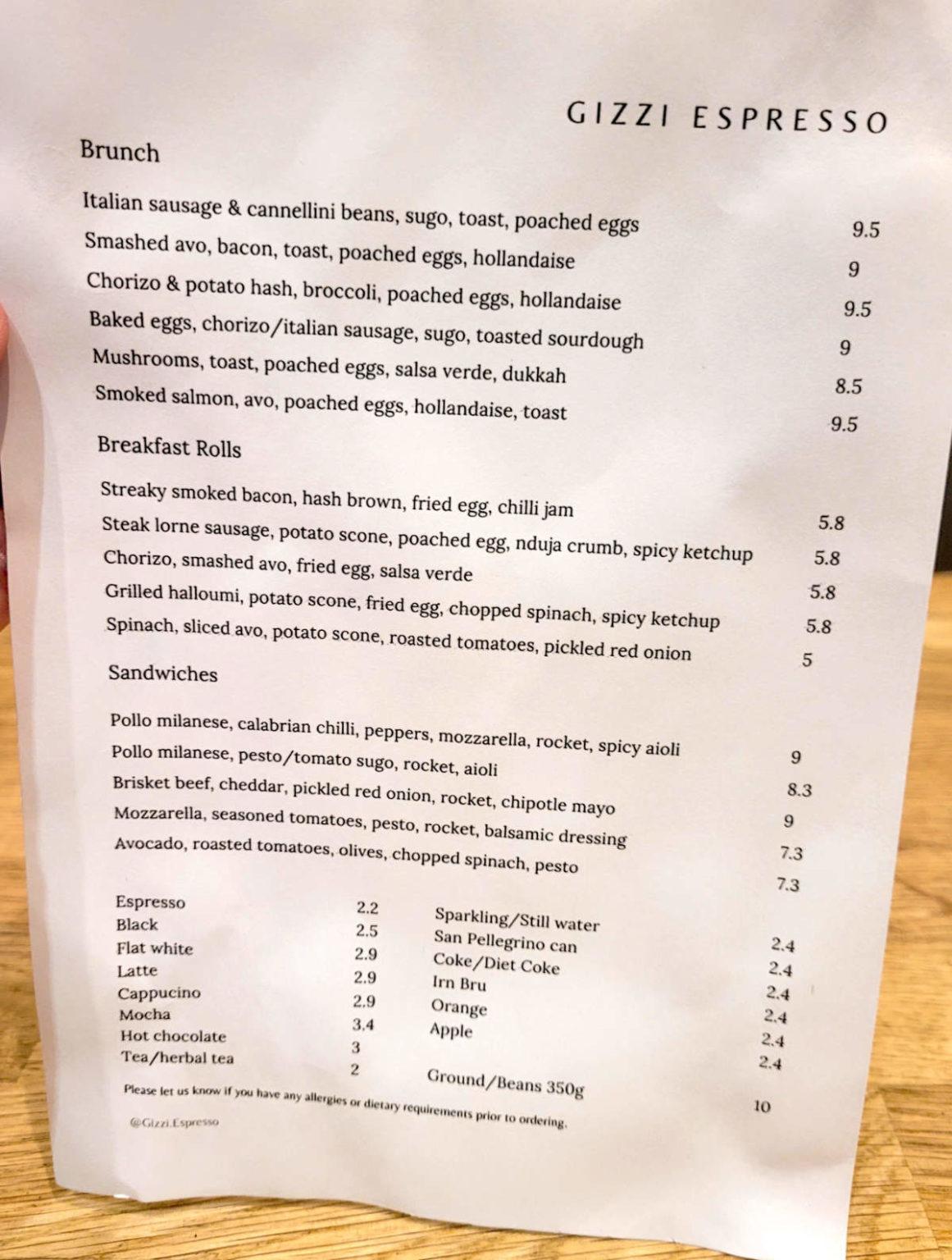 Food Review Gizzi Espresso Bar, Shawlands Glasgow Foodie Glasgow