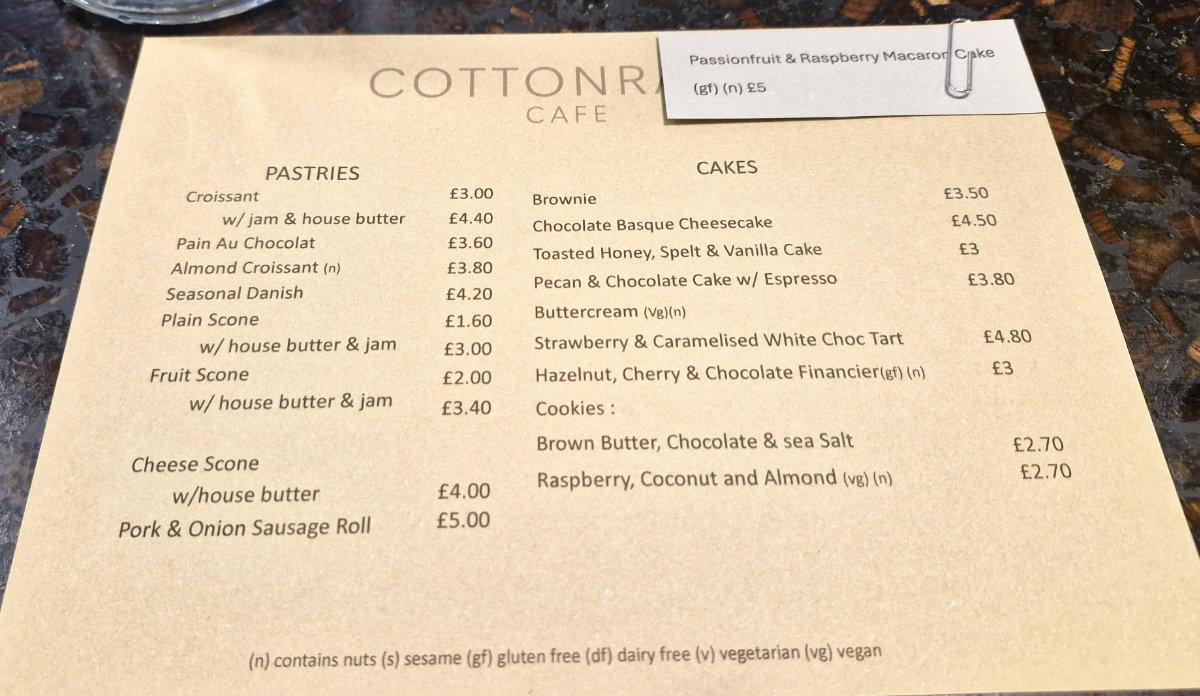 cottonrake cafe cake menu