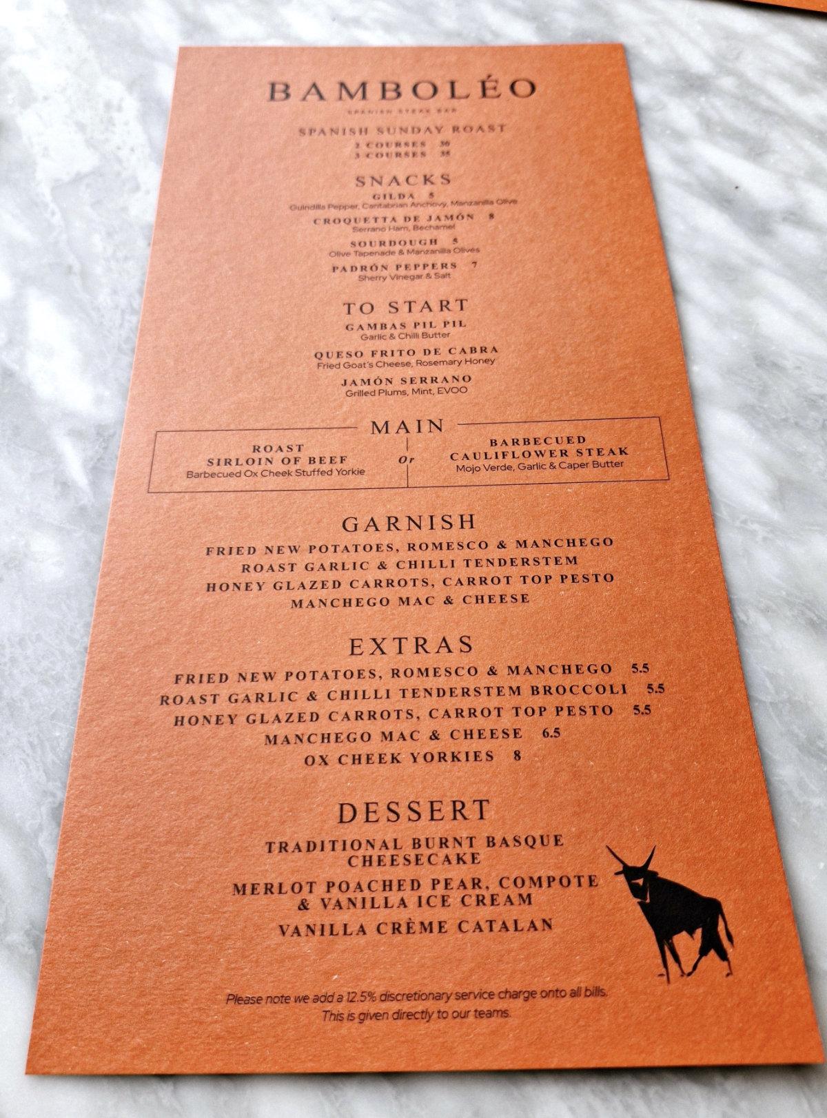 bamboleo bearsden menu