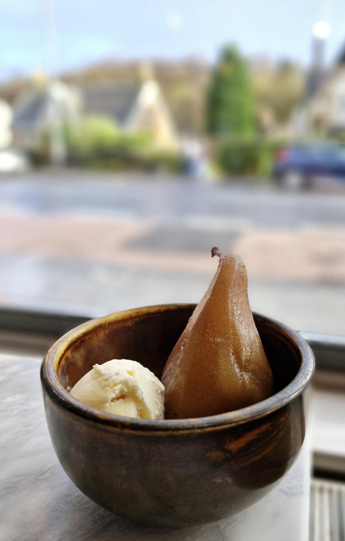 poached pear dessert bamboleo bearsden