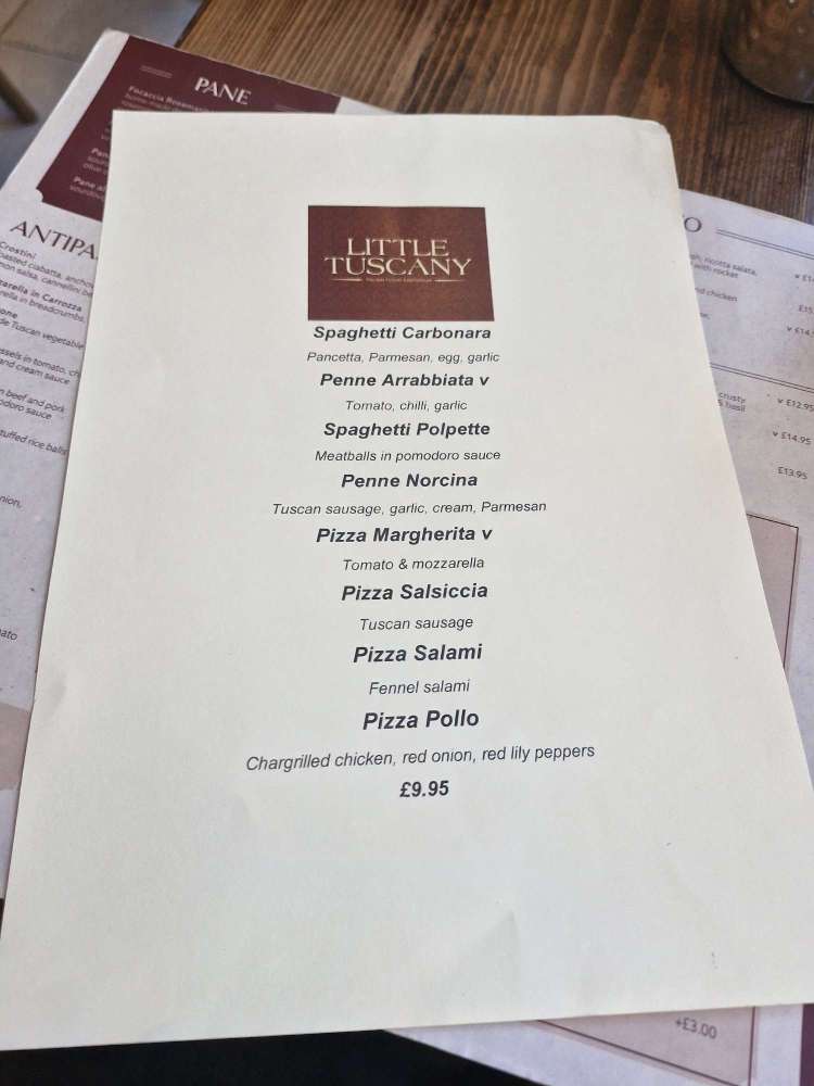 Lunch Menu at Little Tuscany