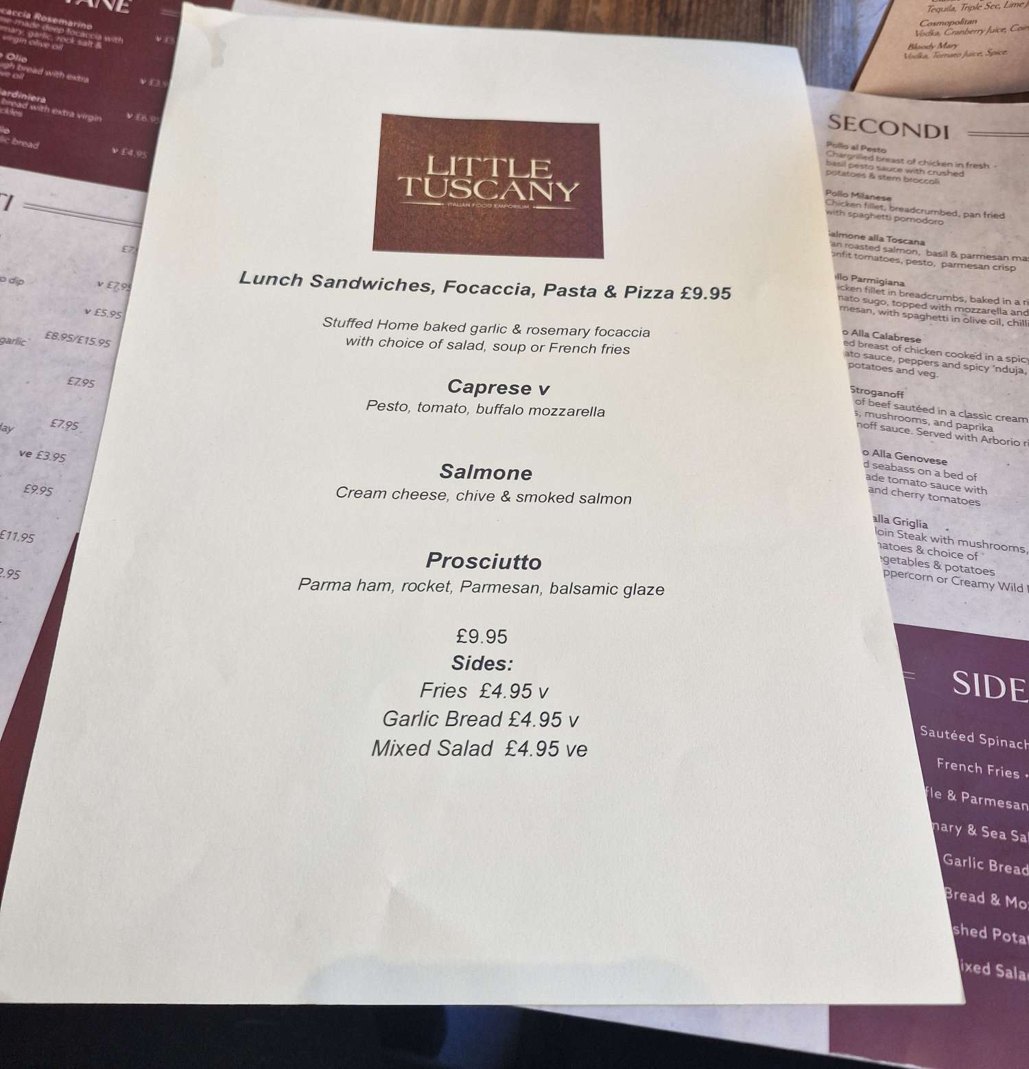 Lunch Menu at Little Tuscany