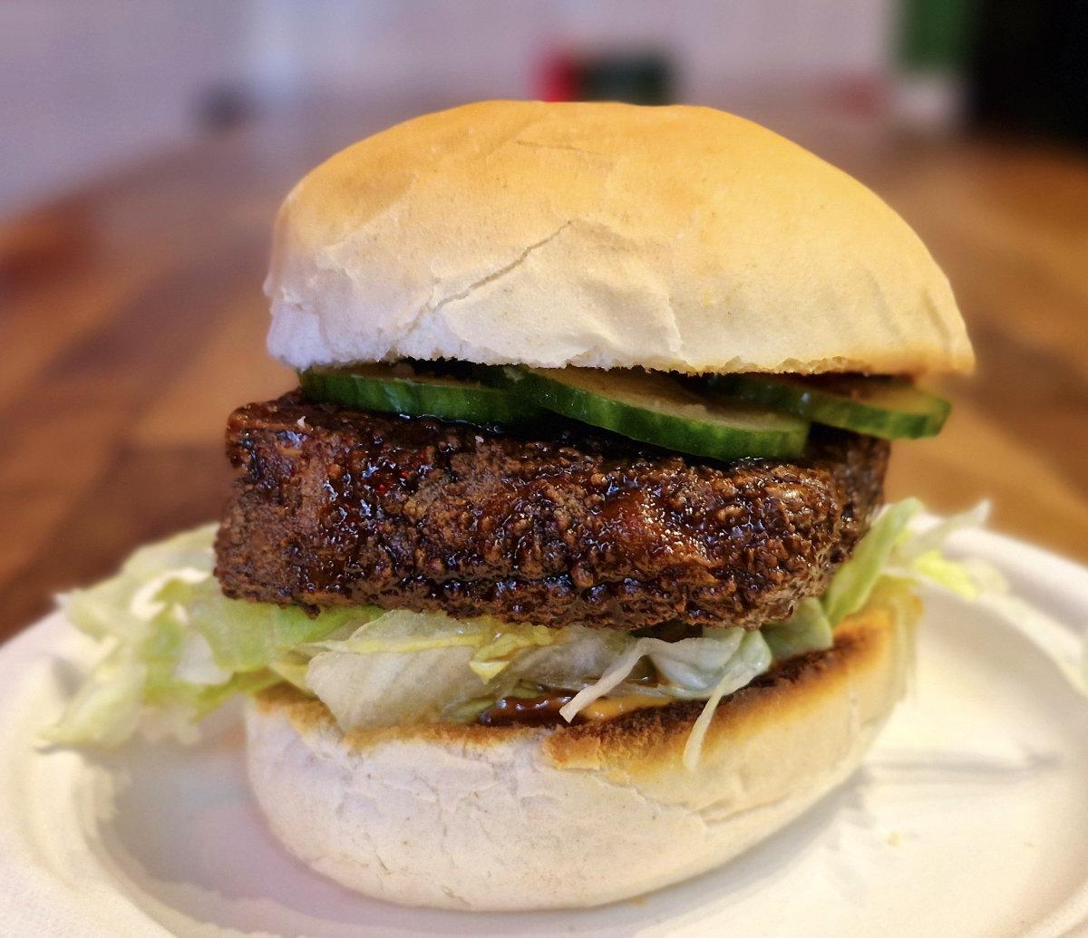 close up soy ginger burger