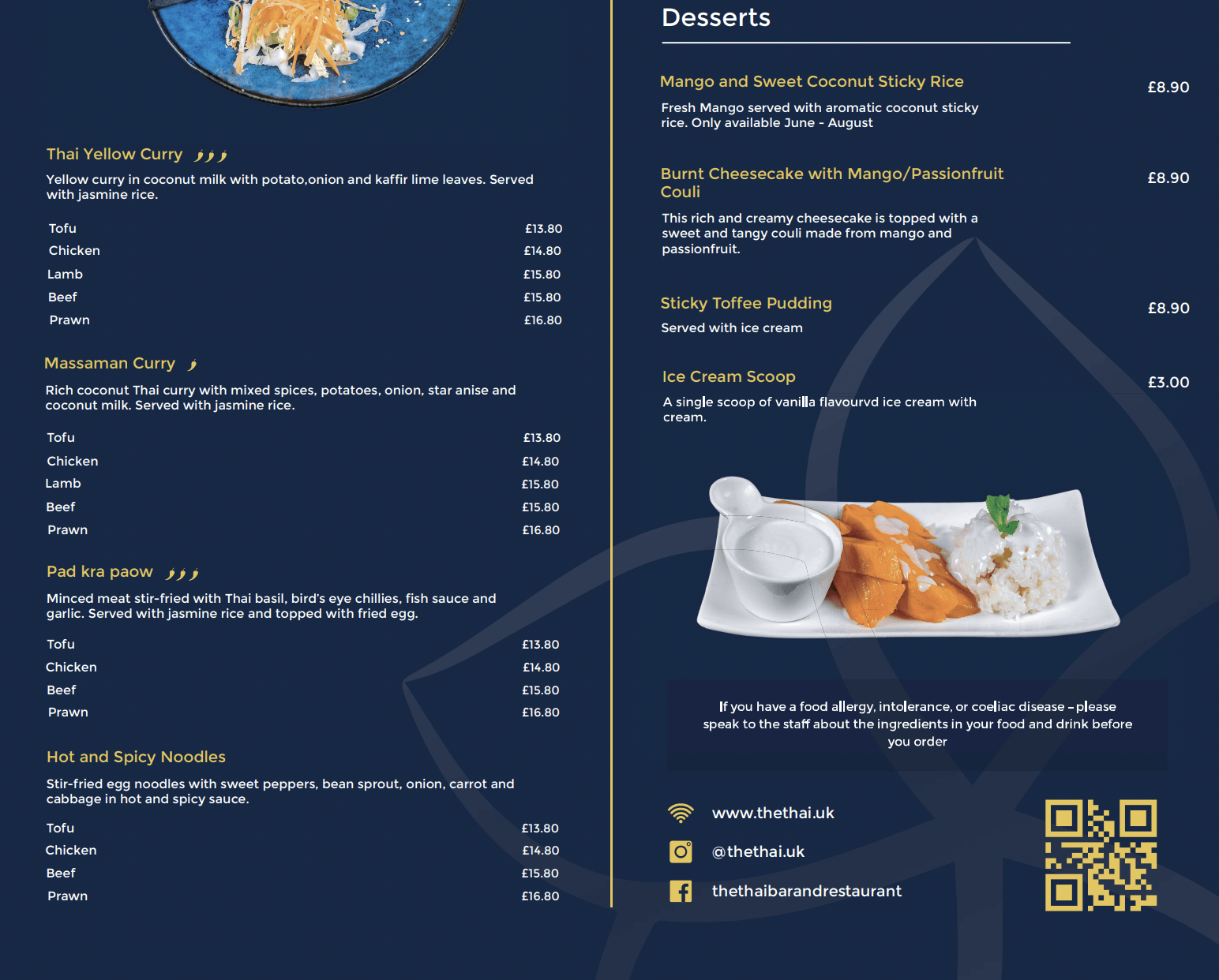The Thai Shawlands Menu