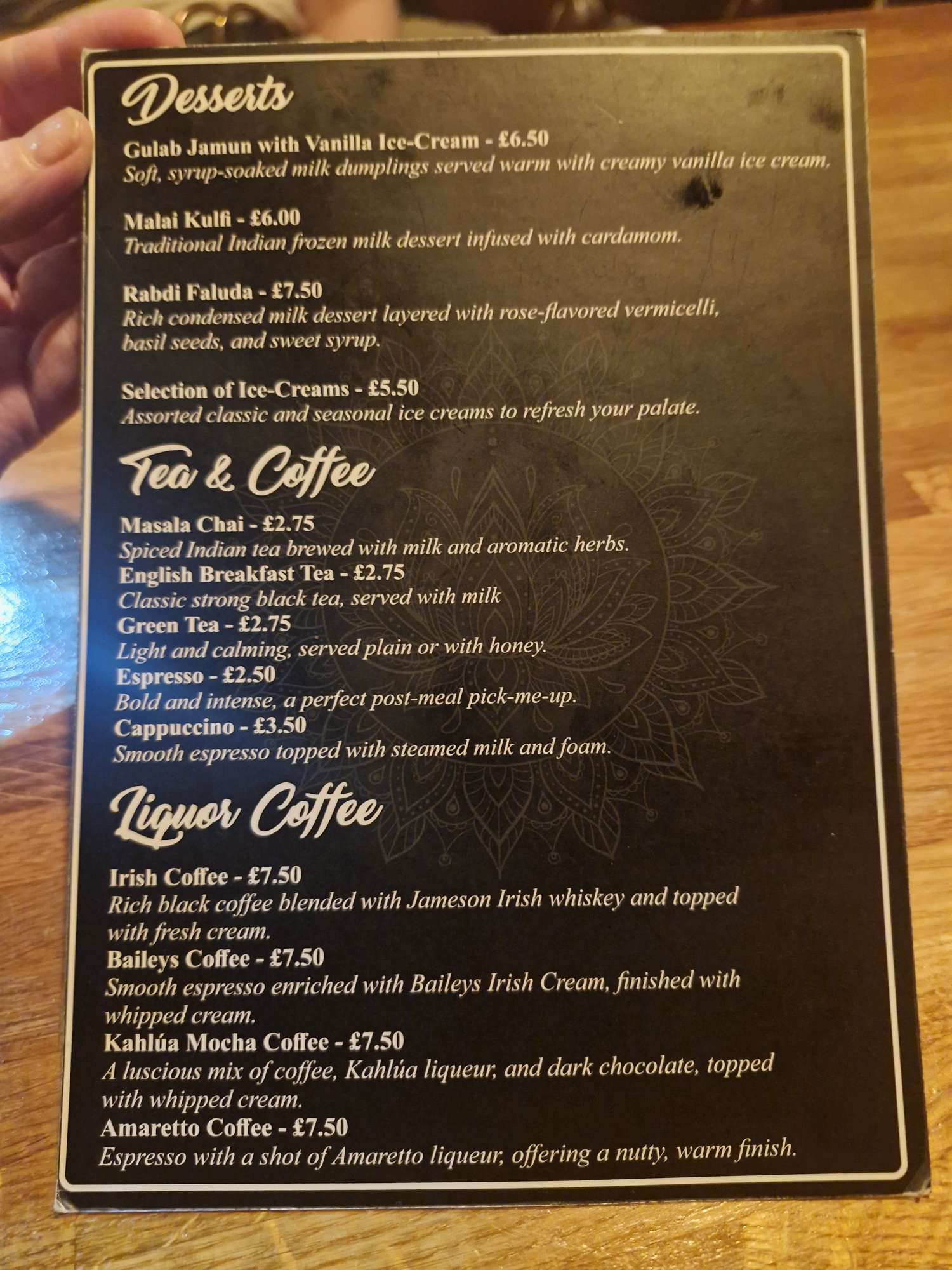 dessert menu Angeethi By Sagar Massey