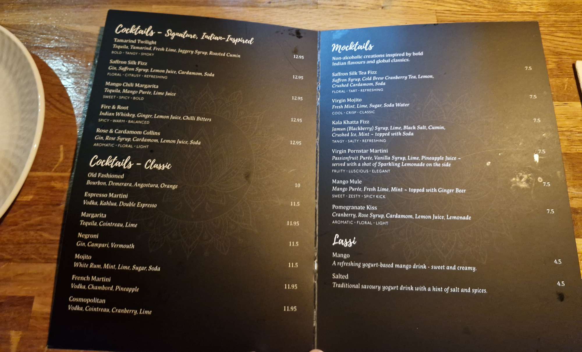 drinks menu Angeethi By Sagar Massey