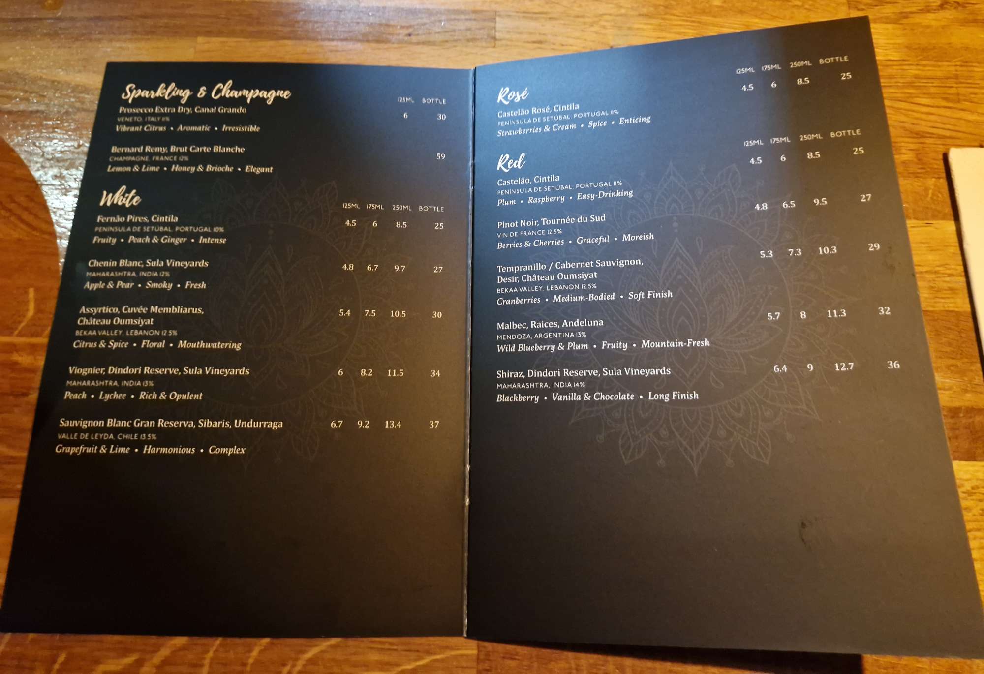 drinks menu Angeethi By Sagar Massey