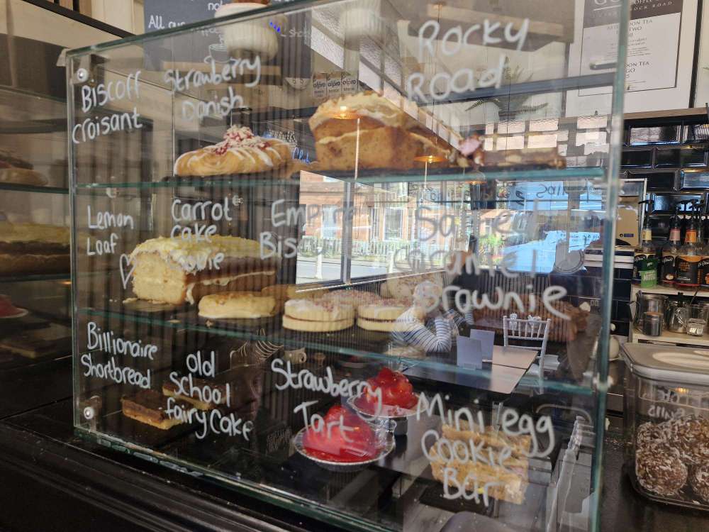 dessert display case brunch Govies Coffee Club on Carmunnock Road in Glasgow