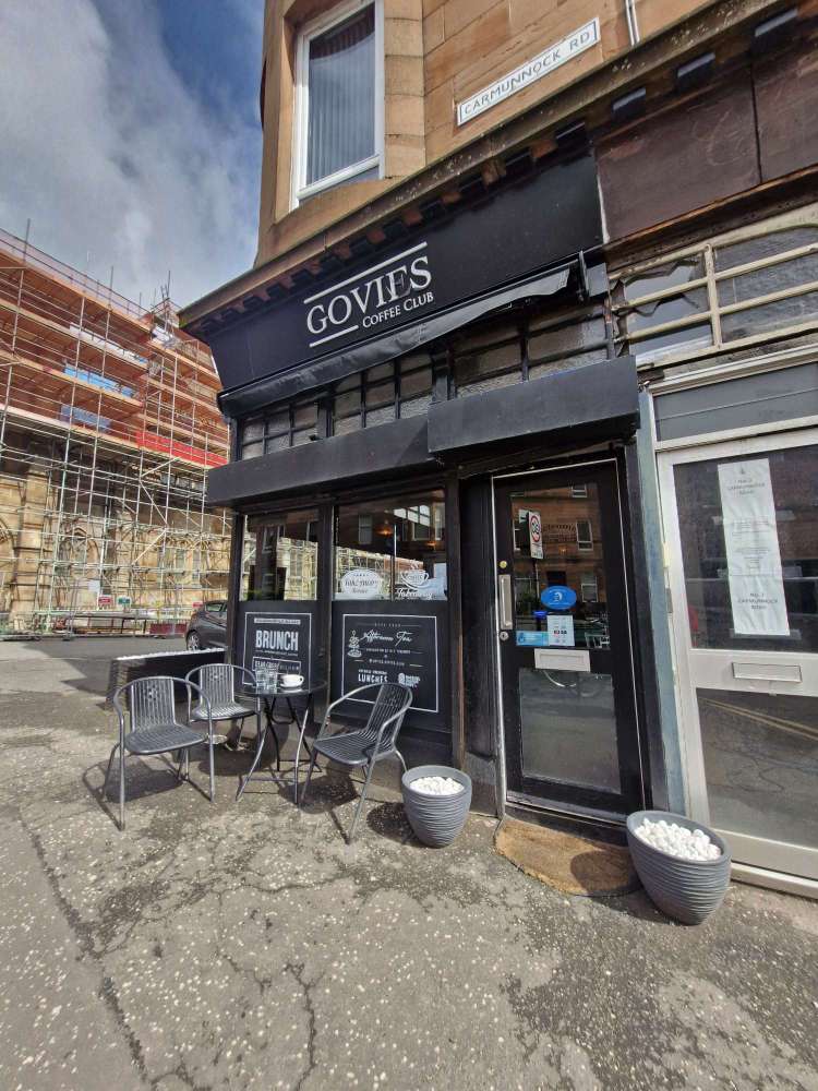 outside Govies Coffee Club on Carmunnock Road in Glasgow