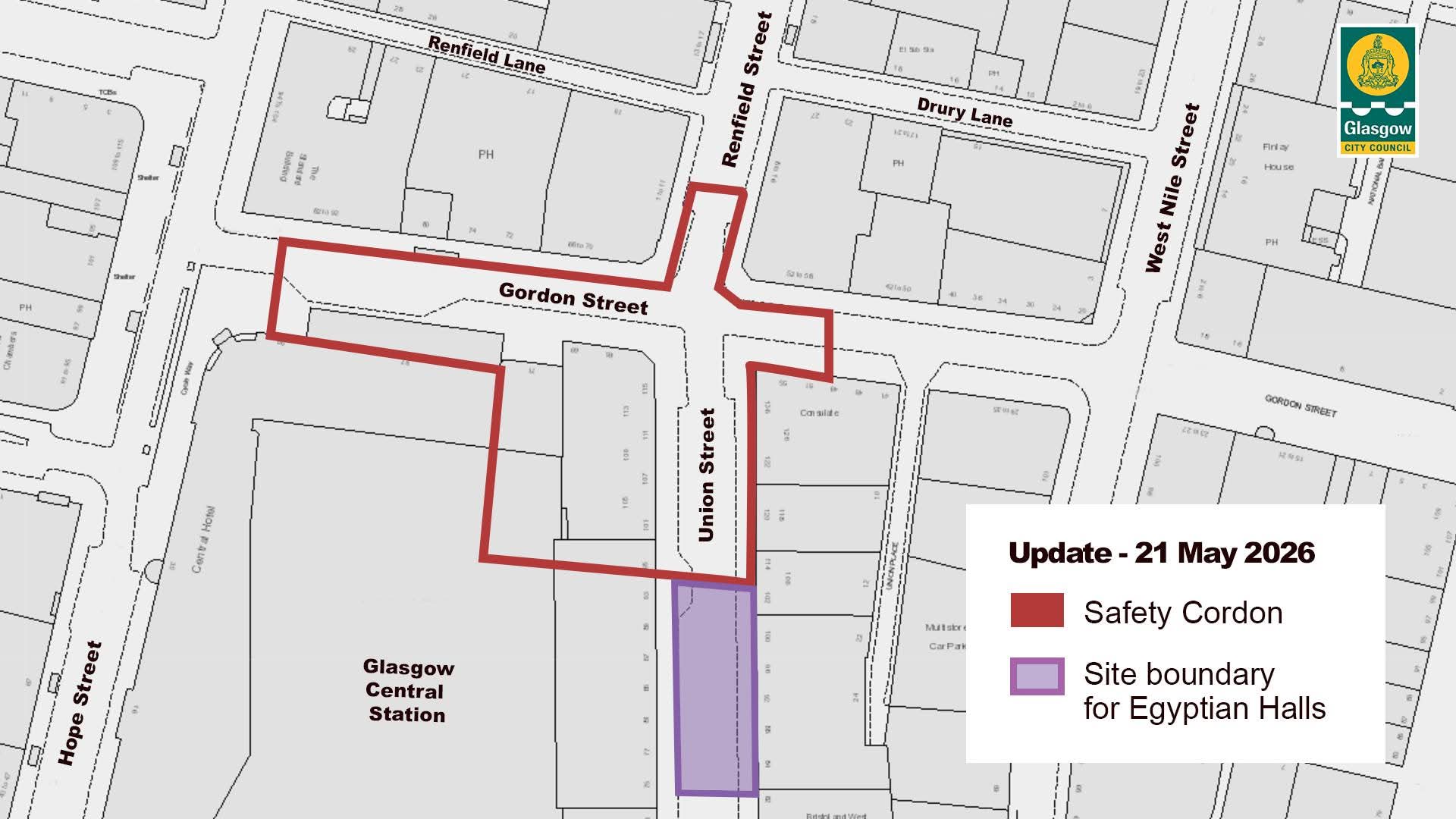 Gordon Street Glasgow Footway Reopens After Union Street Fire